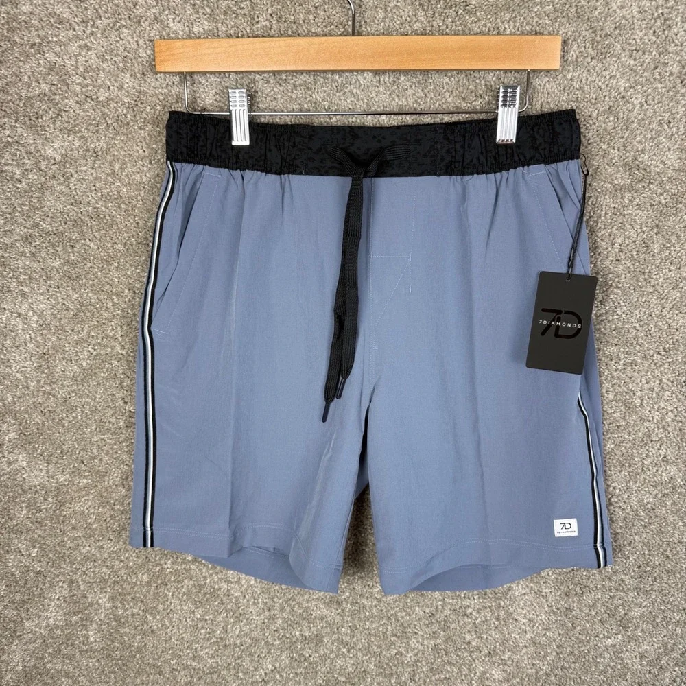 7Diamonds Mens Small 7 Core Active Short Blue Grey STS7-1282 NEW